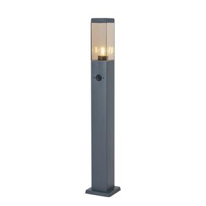 Vonkajšia lampa tmavosivá s dymovým sklom 80 cm IP44 so zásuvkou a snímačom pohybu - Malios vyobraziť
