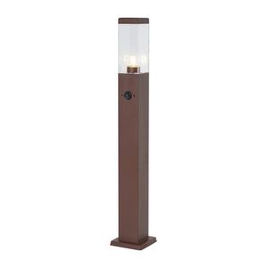Vonkajšia lampa hrdzavo hnedá s čírym sklom 80 cm IP44 so zásuvkou a snímačom pohybu - Malios vyobraziť