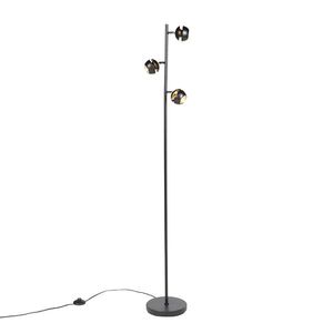 Moderná stojaca lampa 3-svetlá čierna so zlatým vnútrom - Buell Deluxe vyobraziť