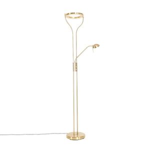 Moderná stojaca lampa zlatá s ramenom na čítanie vrátane LED a stmievača - Divo vyobraziť