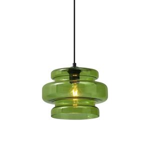 Retro závesná lampa čierna so zeleným sklom - Denise vyobraziť
