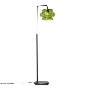 Retro stojaca lampa čierna so zeleným sklom - Denise vyobraziť