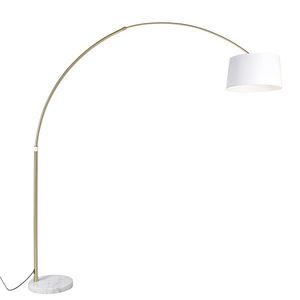 Oblúková lampa mosadz s bielym textilným tienidlom biela 50 cm - XXL vyobraziť