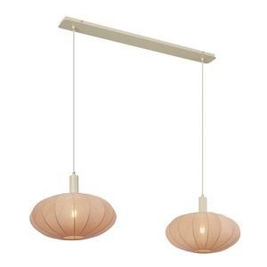 Japandi závesná lampa béžová s látkovým tienidlom 2-svetlá - Bida vyobraziť