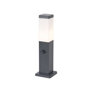 Vonkajšia lampa tmavosivá s opálovým sklom 45 cm IP44 so zásuvkou a snímačom pohybu - Malios vyobraziť