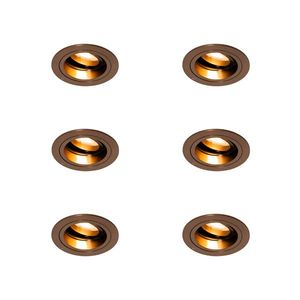 Sada 6 zapustených bodových svetiel tmavý bronz okrúhle nastaviteľné - Chuck vyobraziť