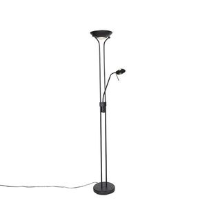 Moderná stojaca lampa čierna s lampou na čítanie vrátane LED s tlmením na teplé - Diva vyobraziť