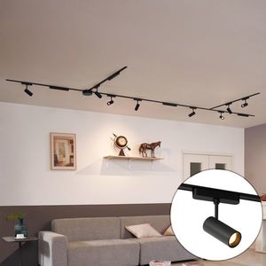 Koľajnicový systém s 8 bodovými svetlami a 4 stropnými svetlami čierny 1-fázový - Magnetic Gert Puntua vyobraziť