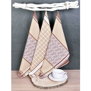 Luxusné kuchynské utierky, DORO BEIGE MIX egyptská bavlna set 3 ks vyobraziť