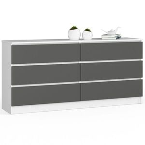 Komoda Kuba 160 cm 6 zásuviek biela/grafitová vyobraziť