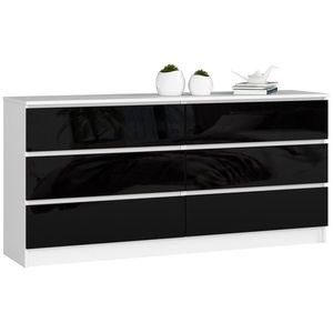 Komoda Rollo V 160, 4 cm biela/čierna lesklá vyobraziť
