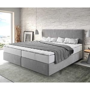 Boxspringová posteľ Dream-Well z mikrovlákna sivá 200x200 cm vyobraziť