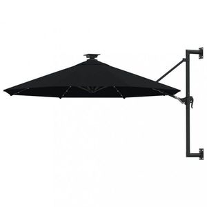 Nástenný slnečník s LED svetlami Ø 300 cm látka/kov Dekorhome vyobraziť