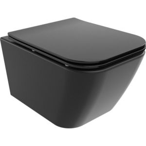 MEXEN - Madox Závesná WC misa Rimless vrátane sedátka s slow, Duroplast, čierna mat 30154070 vyobraziť