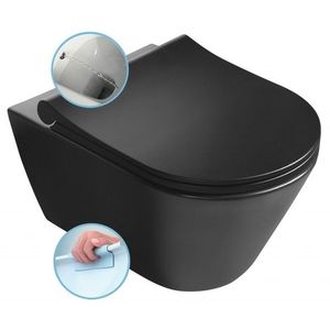 SAPHO - AVVA CLEANWASH závesná WC misa s bidet. spŕškou, Rimless, 35, 5x53cm, čierna mat 100312-110 vyobraziť