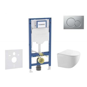GEBERIT - Duofix Set předstěnové instalace, klozetu Gaia a sedátka softclose, tlačítko Sigma01, lakovaný matný chrom SANI11CA1129B vyobraziť