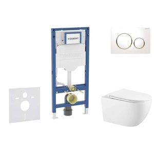 GEBERIT - Duofix Set předstěnové instalace, klozetu Gaia sedátka softclose, tlačítko Sigma20, bílá/pozlacená SANI11CA3140B vyobraziť