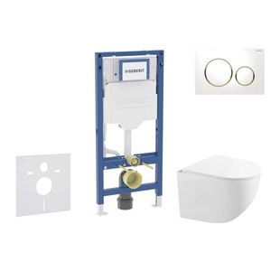 GEBERIT - Duofix Set předstěnové instalace, kompaktního klozetu Gaia sedátka softclose, tlačítko Sigma20, bílá/pozlacená SANI11CA3147B vyobraziť