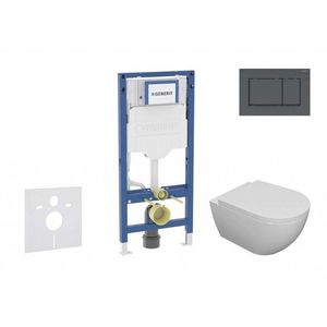 GEBERIT - Duofix Set předstěnové instalace, klozetu Oudee a sedátka softclose, tlačítko Sigma30, matná černá/černá SANI11CA5100B vyobraziť