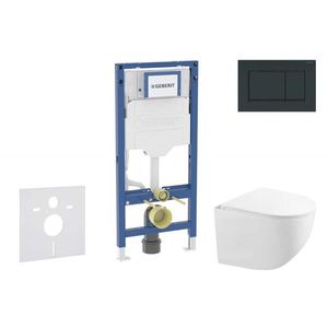 GEBERIT - Duofix Set předstěnové instalace, kompaktního klozetu Gaia a sedátka softclose, tlačítko Sigma30, černá lesk/černá mat SANI11CA5120B vyobraziť