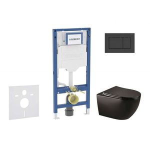 GEBERIT - Duofix Set předstěnové instalace, klozetu Gaia a sedátka softclose, tlačítko Sigma30, matná černá/černá SANI11CA5502B vyobraziť