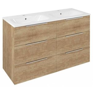 SAPHO - CIRASA umývadlová skrinka s dvojitým umývadlom 121x77x46cm, 3x zásuvka, dub alabama CR121-2222-31 vyobraziť