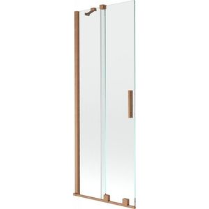 MEXEN/S - Velar Dvojkrídlová posuvná vaňová zástena 70 x 150 cm, transparent, kartáčovaná meď 896-070-000-01-65 vyobraziť
