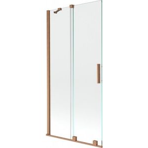 MEXEN/S - Velar Dvojkrídlová posuvná vaňová zástena 95 x 150 cm, transparent, kartáčovaná meď 896-095-000-01-65 vyobraziť