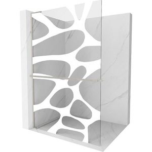 MEXEN/S - Kioto+ L Sprchová zástena WALK-IN s poličkou a držiakom uterákov 80 x 200 cm, biely vzor, nikel kartáčovaná 800-080-123-97-97 vyobraziť