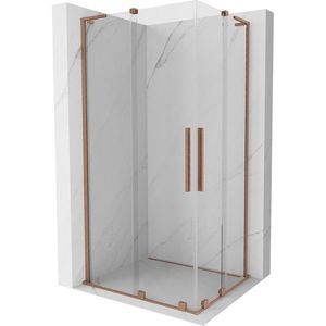 MEXEN/S - Velar L Duo sprchovací kút, posuvné dvere 90 x 80 cm, transparent, meď kartáčovaná 871-090-080-02-03-65 vyobraziť