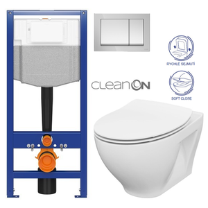 CERSANIT predstenový inštalačný systém s tlačidlom chrom K97-509 + WC CERSANIT CLEANON MODUO + SEDADLO K97-526 509 MO1 vyobraziť