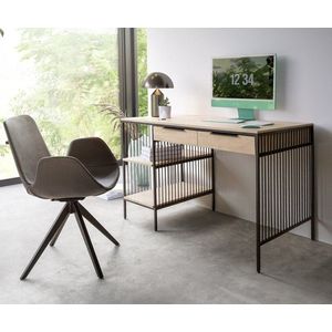 Písací stôl Libor 120x60 cm mango biely 2 zásuvky čierny kov vyobraziť