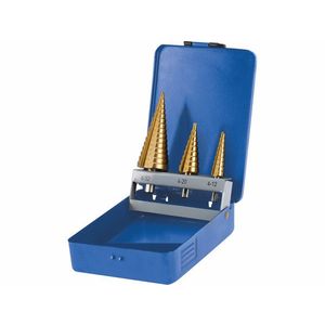 EXTOL Vrtáky stupňovité TiN, sada 3ks, Ø4-12/1mm, Ø4-20/2mm, Ø4-32/2mm vyobraziť