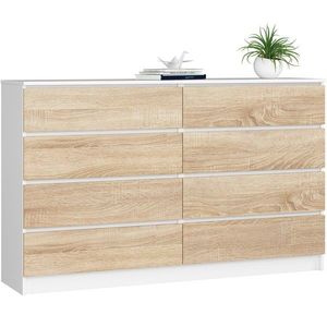 Komoda Kuba 160 cm 8 šuplíků bílá/dub sonoma vyobraziť