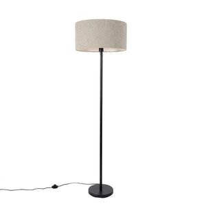 Stojaca lampa čierna s tienidlom Boucle taupe 50 cm - Simplo vyobraziť