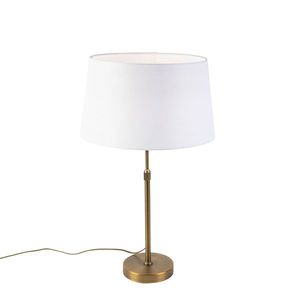 Stolná lampa bronzová s tienidlom z ľanu biela 35 cm - Parte vyobraziť