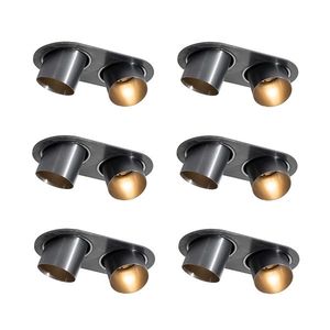 Sada 6 zapustených bodových svetiel Gunmetal GU10 50 mm 2-svetlá - Installa vyobraziť