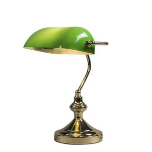 Klasická stolná lampa/lampa notára mosadz s zeleným sklom - Banker vyobraziť