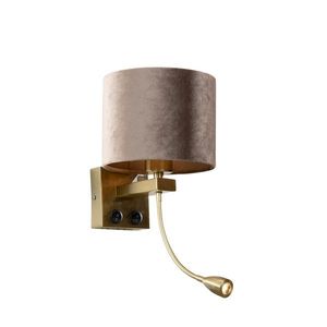 Nástenná lampa bronzová s tienidlom zo sivého zamatu 18 cm - Brescia Combi vyobraziť
