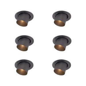 Sada 6 moderných zapustených bodových svetiel Gunmetal GU10 50 mm okrúhle, naklápacie - Installa vyobraziť
