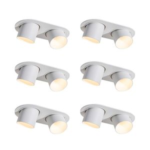 Sada 6 zapustených bodových svetiel biela GU10 50mm 2-svetlá - Installa vyobraziť