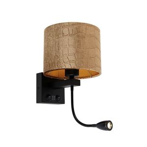 Nástenná lampa čierna s plyšovým tienidlom s dizajnom krokodíla 18 cm - Brescia vyobraziť