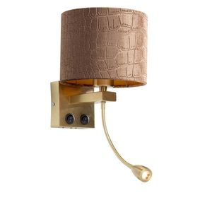 Nástenná lampa bronzová s plyšovým tienidlom s dizajnom krokodíla 18 cm - Brescia vyobraziť