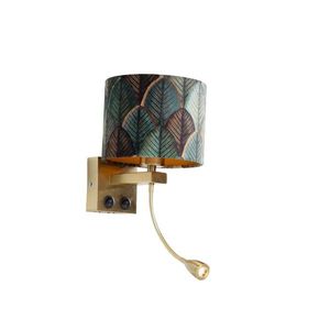 Nástenná lampa bronzová s velúrovým tienidlom s dizajnom listov a zlatým vnútorným priestorom - Brescia Combi vyobraziť