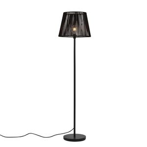 Vonkajšia stojaca lampa čierna s čiernym lanovým tienidlom IP44 - Virginia Jayla vyobraziť