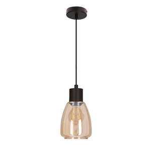 Čierne závesné svietidlo so skleneným tienidlom ø 12 cm Moldo – Candellux Lighting vyobraziť