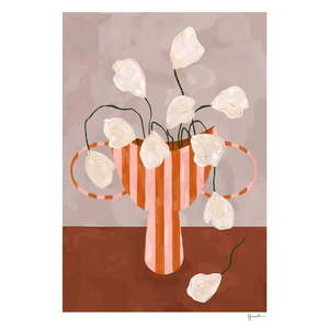 Plagát 30x40 cm White Flowers in Striped Vase – The Poster Club vyobraziť
