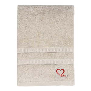 Béžová froté bavlnená osuška 70x140 cm Love – Foutastic vyobraziť