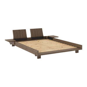 Hnedá dvojlôžková posteľ z borovicového dreva s roštom 140x200 cm Social – Karup Design vyobraziť