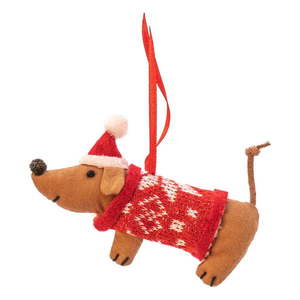 Textilná ručne vyrobená vianočná ozdoba 6 cm Sausage Dog – Sass & Belle vyobraziť